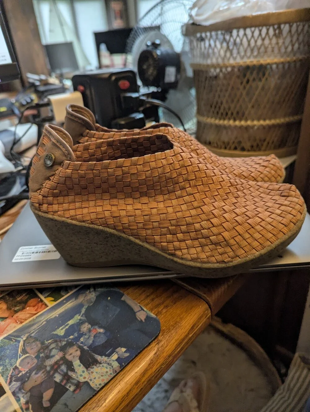 Exc Bernie Mev Copper Woven Elasticslipon  Wedged Botties Sz 40 (9US)